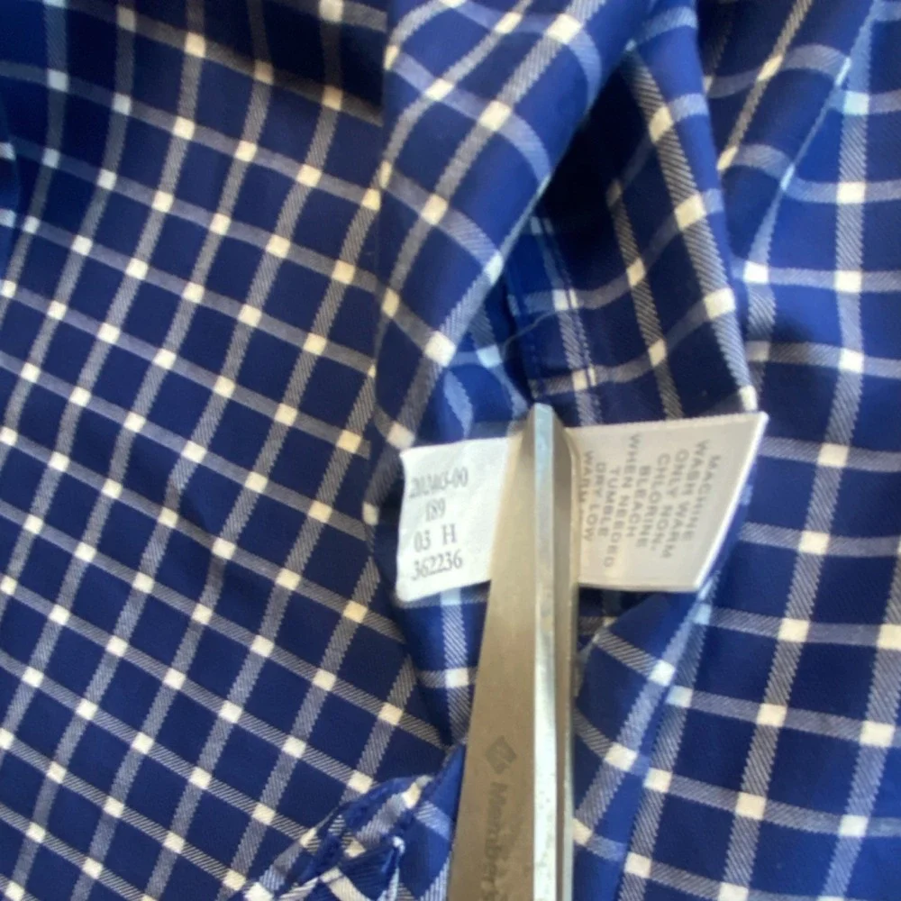 Banana Republic Men's Blue White Check Dress Shirt 100% Cotton Long Sleeve